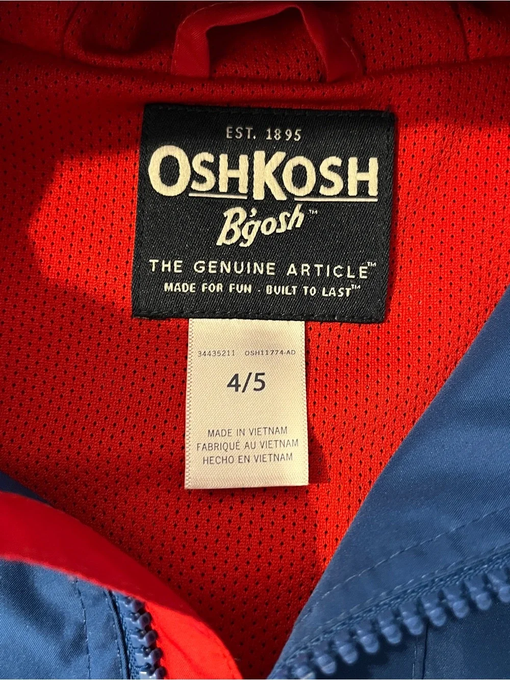 OshKosh B'gosh Navy & Red Colorblock Raincoat